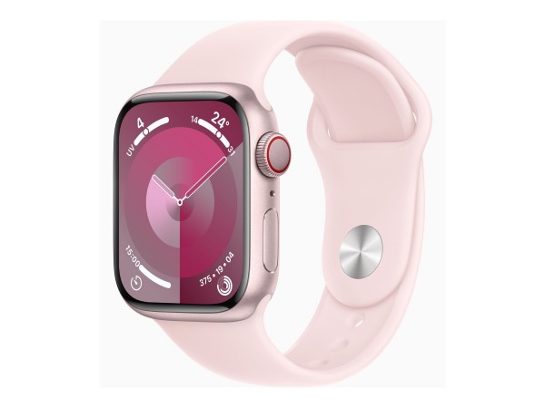 Apple Watch Series 9 (GPS + Cellular) - 41 mm - pink aluminum - intelligente Uhr mit Sportband - Flo