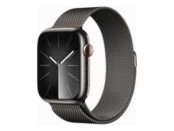 Apple Watch Series 9 (GPS + Cellular) - 45 mm - Graphite Stainless Steel - intelligente Uhr mit Mila