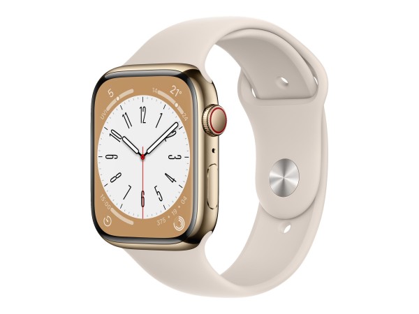 Apple Watch Series 8 (GPS + Cellular) - 45 mm - Gold, Edelstahl - intelligente Uhr mit Sportband - F