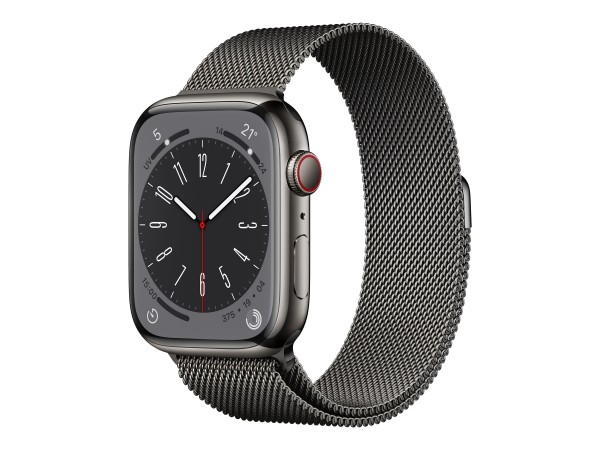 Apple Watch Series 8 (GPS + Cellular) - 45 mm - Graphite Stainless Steel - intelligente Uhr mit Mila