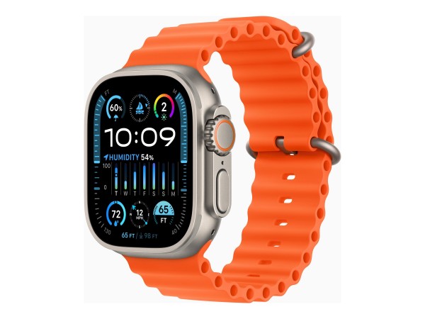 Apple Watch Ultra 2 - 49 mm - Titan - intelligente Uhr mit Ocean Band - Flouroelastomer - Orange - H