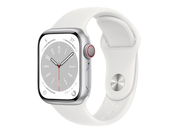 Apple Watch Series 8 (GPS + Cellular) - 41 mm - Aluminium, Silber - intelligente Uhr mit Sportband -