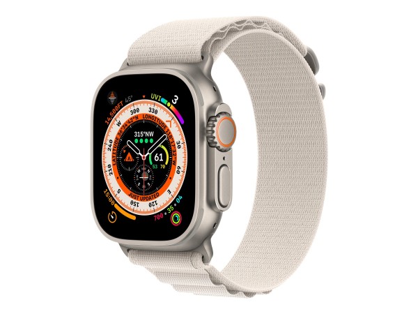 Apple Watch Ultra - 49 mm - Titan - intelligente Uhr mit Alpine Loop - Stoff - Starlight - Bandgröße
