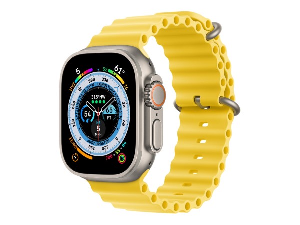 Apple Watch Ultra - 49 mm - Titan - intelligente Uhr mit Ocean band - Flouroelastomer - gelb - Handg