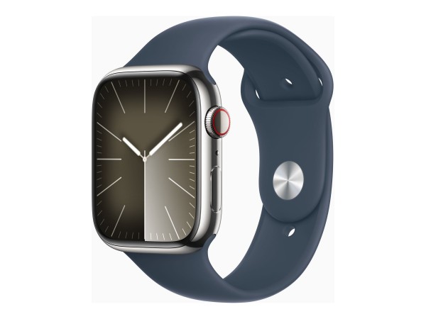 Apple Watch Series 9 (GPS + Cellular) - 45 mm - Silver Edelstahl - intelligente Uhr mit Sportband -