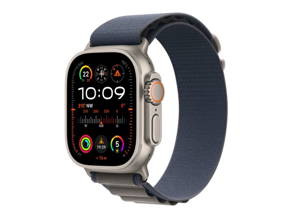 Apple Watch Ultra 2 - 49 mm - Titan - intelligente Uhr mit Alpine Loop - Stoff - Blau - Bandgröße: S