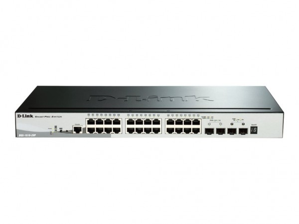 D-Link SmartPro DGS-1510-28P - Switch - L3 - managed - 24 x 10/100/1000 (PoE+) + 2 x Gigabit SFP + 2