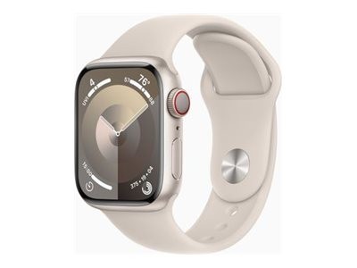 Apple Watch Series 9 (GPS + Cellular) - 41 mm - Starlight Aluminium - intelligente Uhr mit Sportband