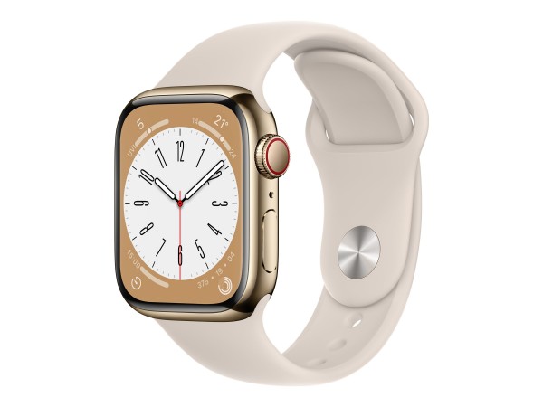 Apple Watch Series 8 (GPS + Cellular) - 41 mm - Gold, Edelstahl - intelligente Uhr mit Sportband - F
