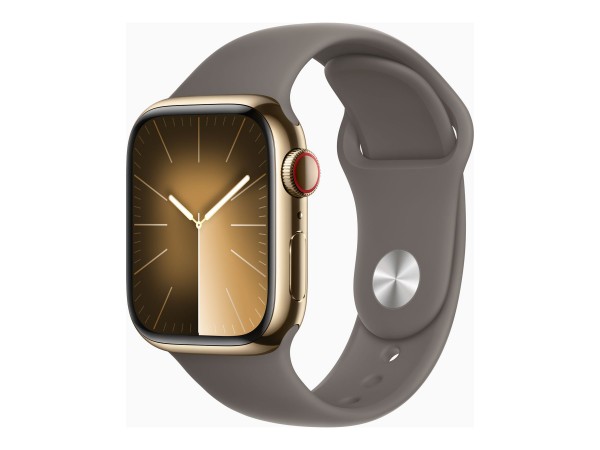 Apple Watch Series 9 (GPS + Cellular) - 41 mm - Gold, Edelstahl - intelligente Uhr mit Sportband - F