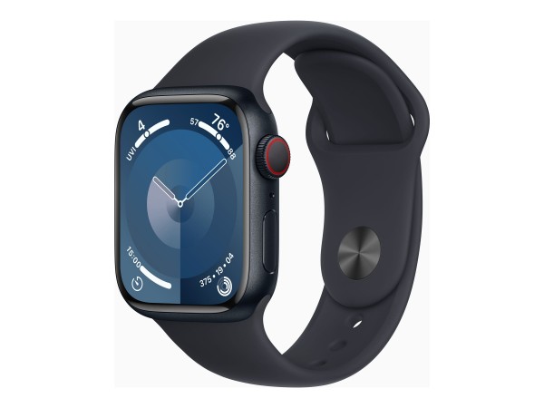 Apple Watch Series 9 (GPS + Cellular) - 41 mm - Midnight Aluminium - intelligente Uhr mit Sportband