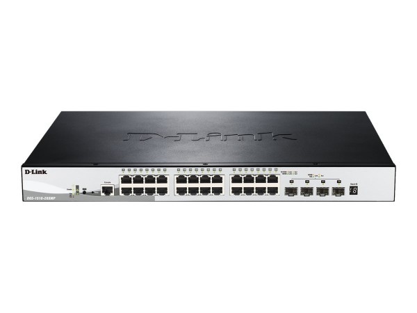 D-Link DGS 1510-28XMP - Switch - L3 - Smart - 24 x 10/100/1000 (PoE+) + 4 x 10 Gigabit SFP+ - Deskto