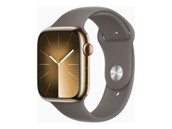 Apple Watch Series 9 (GPS + Cellular) - 45 mm - Gold, Edelstahl - intelligente Uhr mit Sportband - F