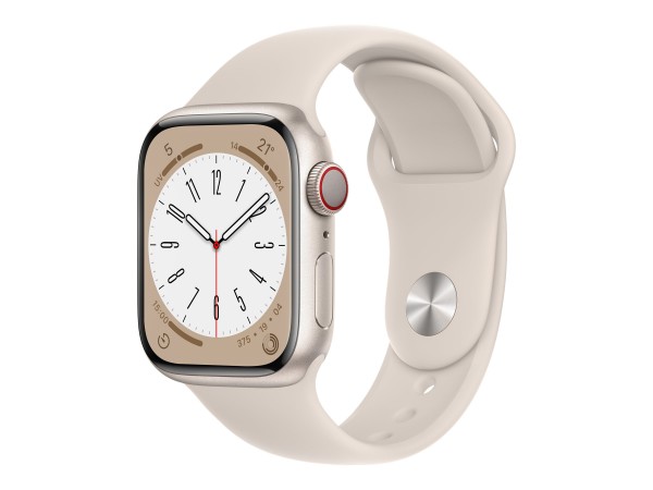 Apple Watch Series 8 (GPS + Cellular) - 41 mm - Starlight Aluminium - intelligente Uhr mit Sportband
