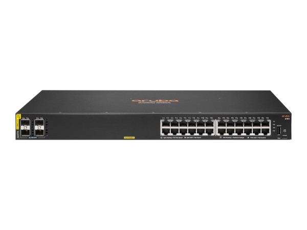 HPE Aruba 6100 24G Class4 PoE 4SFP+ - Switch - managed - 24 x 10/100/1000 (PoE+) + 4 x 1 Gigabit / 1