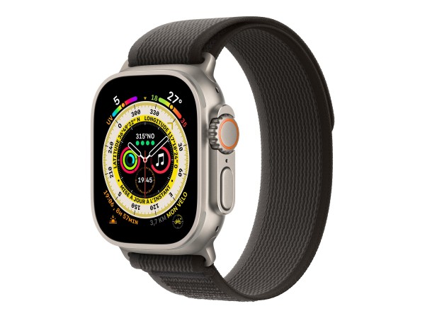 Apple Watch Ultra - 49 mm - Titan - intelligente Uhr mit Trail Loop - weiches, zweilagiges Nylon - s
