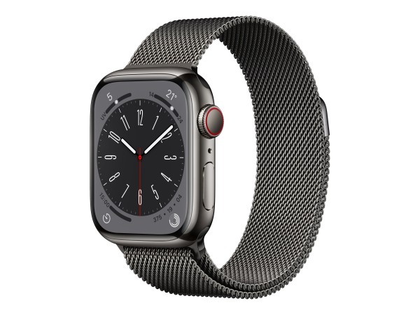 Apple Watch Series 8 (GPS + Cellular) - 41 mm - Graphite Stainless Steel - intelligente Uhr mit Mila