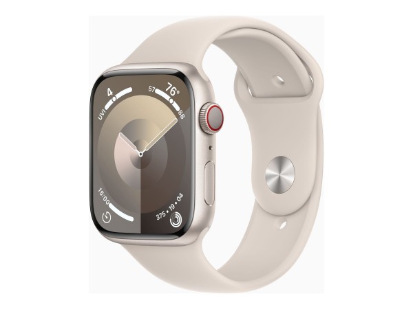 Apple Watch Series 9 (GPS + Cellular) - 45 mm - Starlight Aluminium - intelligente Uhr mit Sportband