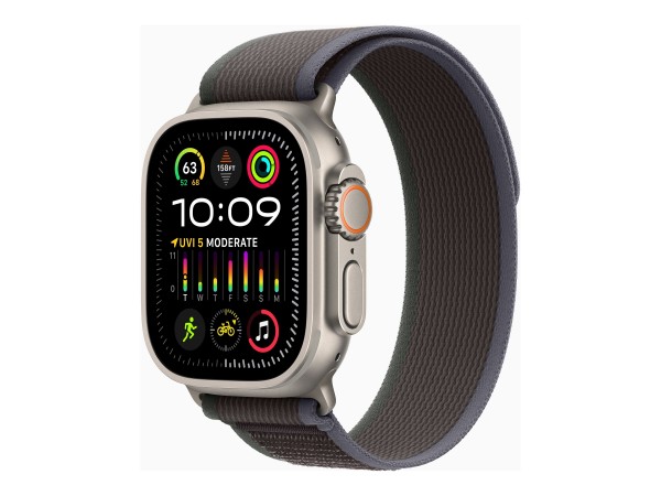 Apple Watch Ultra 2 - 49 mm - Titan - intelligente Uhr mit Trail Loop - Nylongewebe - blue/black - B