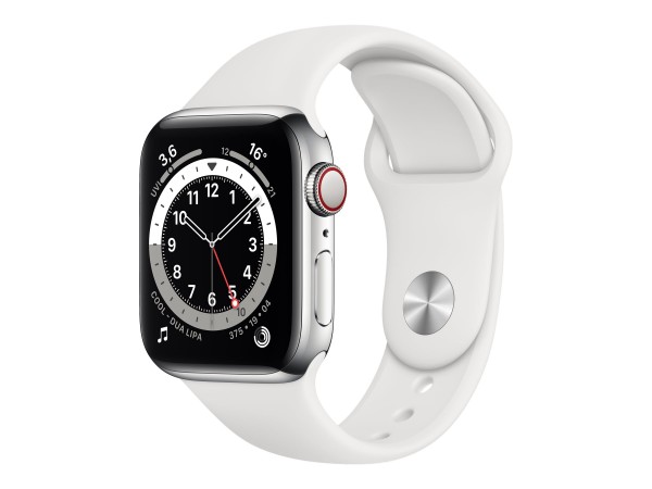 Apple Watch Series 6 (GPS + Cellular) - 40 mm - Silver Edelstahl - intelligente Uhr mit Sportband -