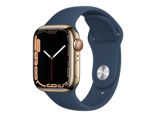 Apple Watch Series 7 (GPS + Cellular) - 41 mm - Gold, Edelstahl - intelligente Uhr mit Sportband - F