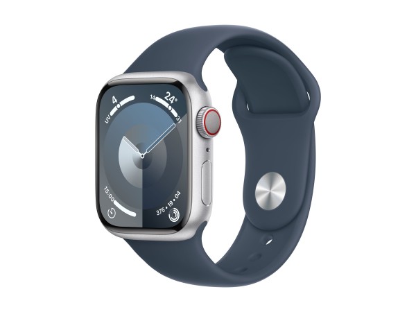 Apple Watch Series 9 (GPS + Cellular) - 41 mm - Aluminium, Silber - intelligente Uhr mit Sportband -