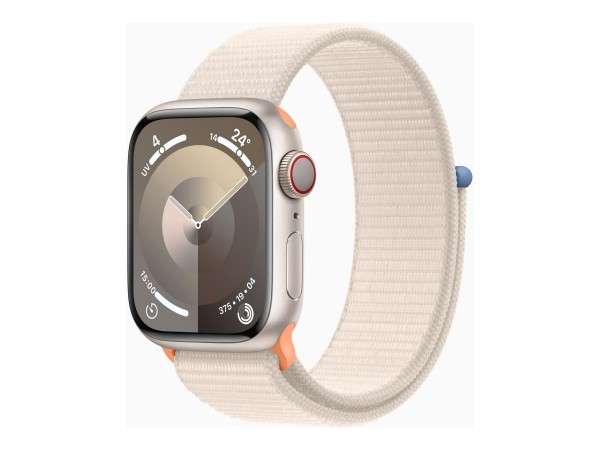 Apple Watch Series 9 (GPS + Cellular) - 41 mm - Starlight Aluminium - intelligente Uhr mit Sportschl