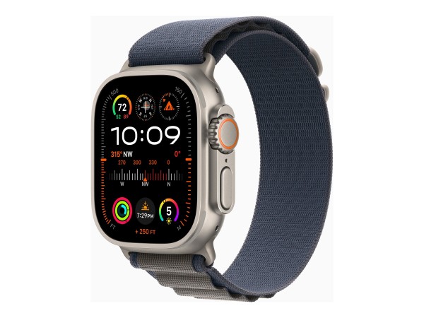 Apple Watch Ultra 2 - 49 mm - Titan - intelligente Uhr mit Alpine Loop - Stoff - Blau - Bandgröße: L